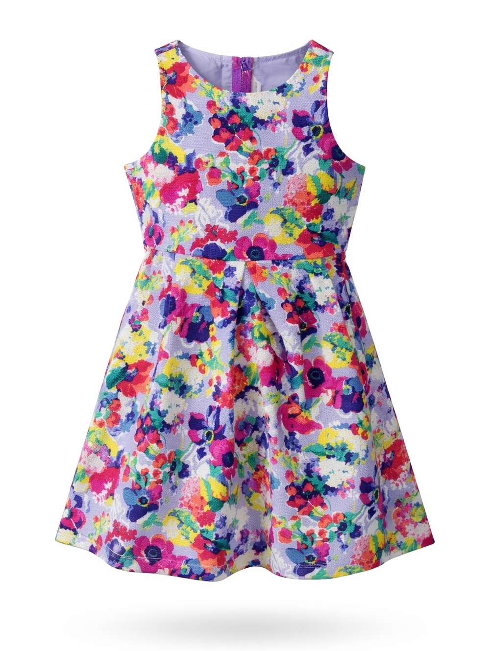 Janie And Jack Girls Kids Colorful Flower Floral Purple Fit Flare Dress Size 6